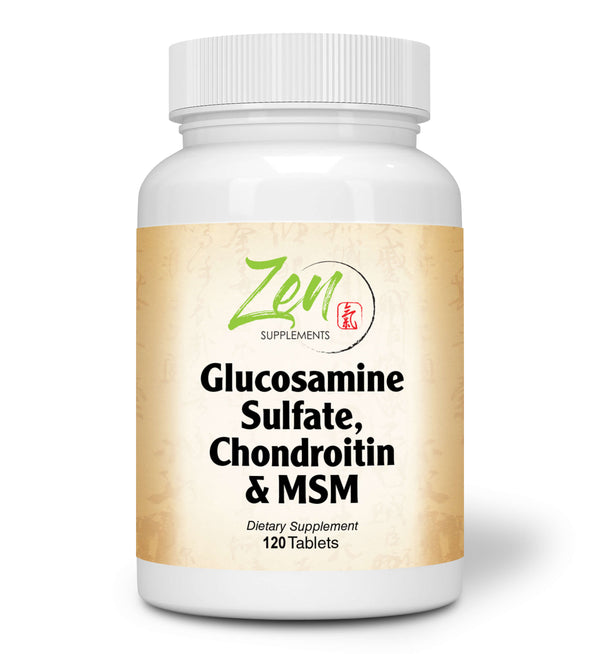 Zen Supplements - Glucosamine Sulfate, Chondroitin & MSM - Supports Healthy Joint Structure, Mobility Function & Comfort 120-Caps