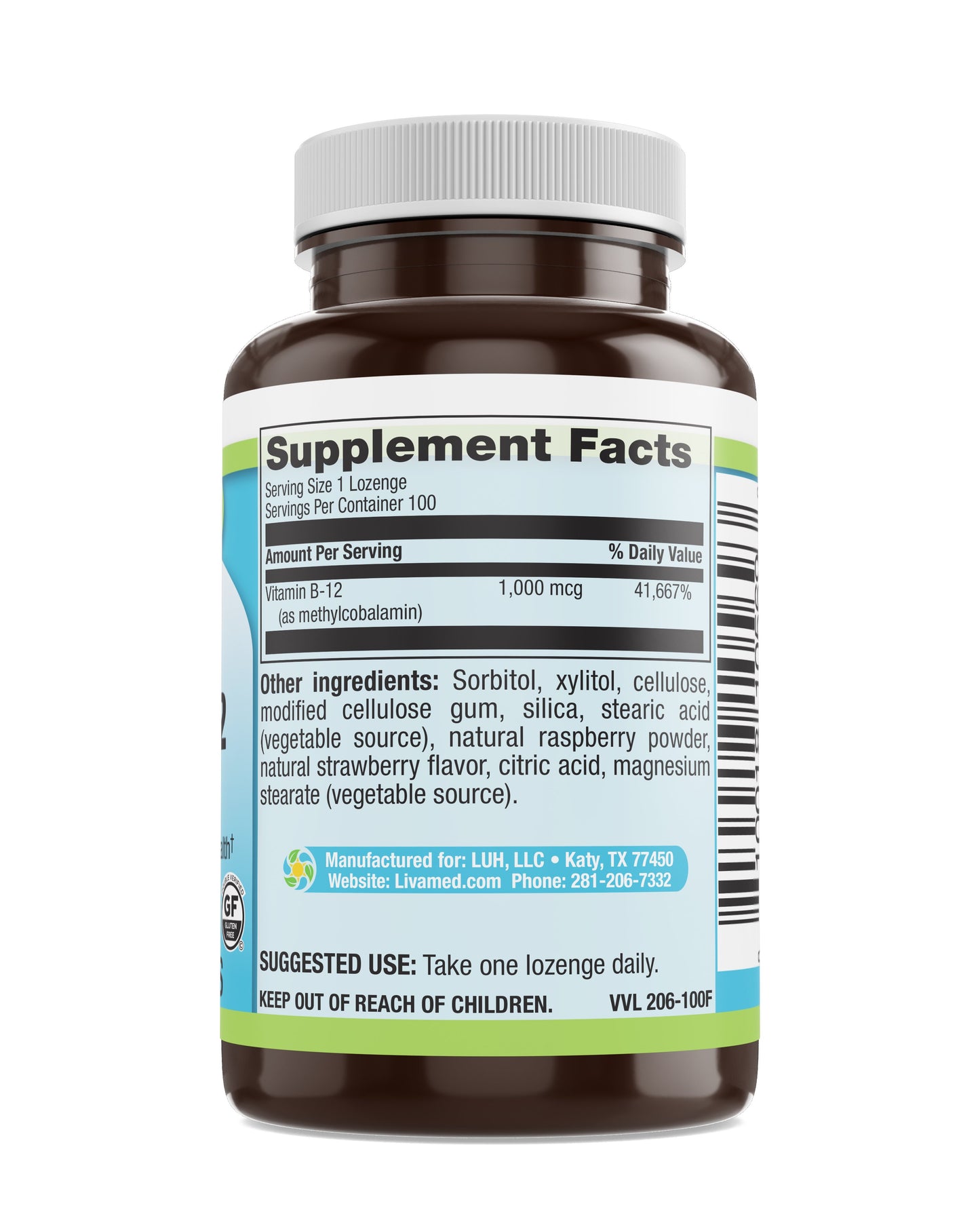 Methyl B12 1,000 mcg Veg Lozenge - Natural Berry Flavor 100 Count