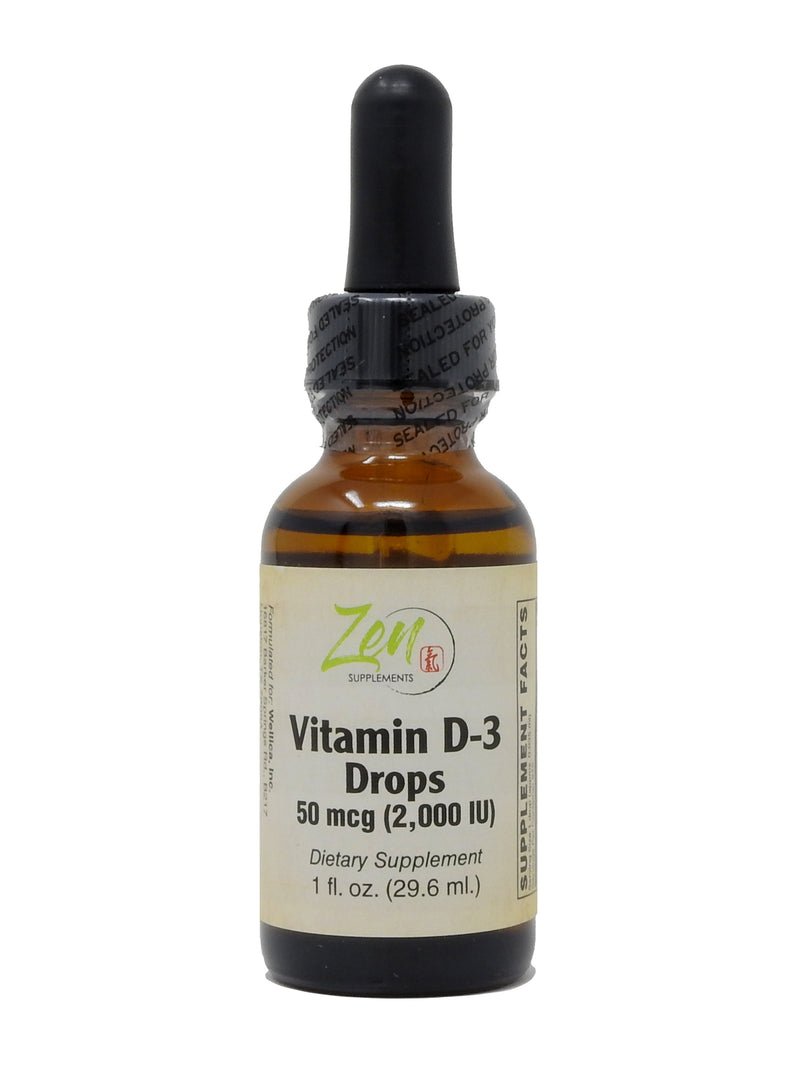 Zen Supplements - Vitamin D-3  2000 IU 1 Oz-Liquid - Supports Healthy Muscle Function, Bone Health & Immune Support