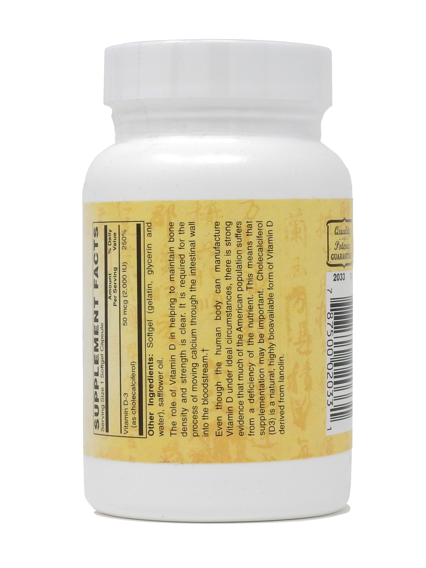 Vitamin D-3  2000 IU 250-Softgel - Supports Healthy Muscle Function, Bone Health & Immune Support