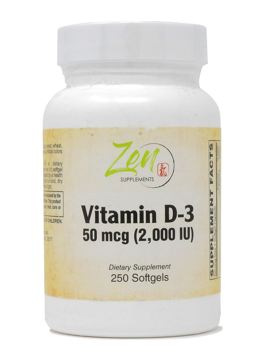 Vitamin D-3  2000 IU 250-Softgel - Supports Healthy Muscle Function, Bone Health & Immune Support