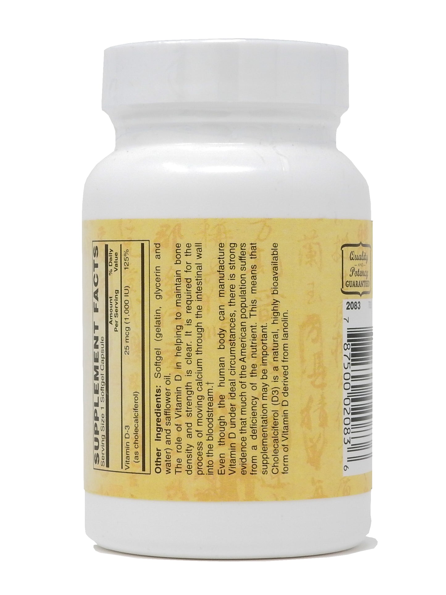 Vitamin D-3 1,000 IU 250-Softgel - Supports Healthy Muscle Function, Bone Health & Immune Support