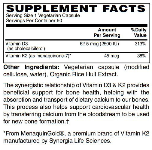 Zen Supplements - Vitamin D-3 + K-2 (MK-7) 60-Caps - Supports Bone Health & Density - Support for Healthy Cardiovascular System, Heart & Arteries