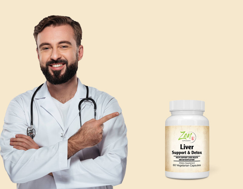 Zen Supplements - Liver Support & Detox Promotes Optimum Health including Milk Thistle, Artichoke, Burdock Root, Yellow Dock, Selenium, Turmeric, Vitamin C, B-6, B-12, Choline, N-Acetyl-Cysteine 60-Vegcaps