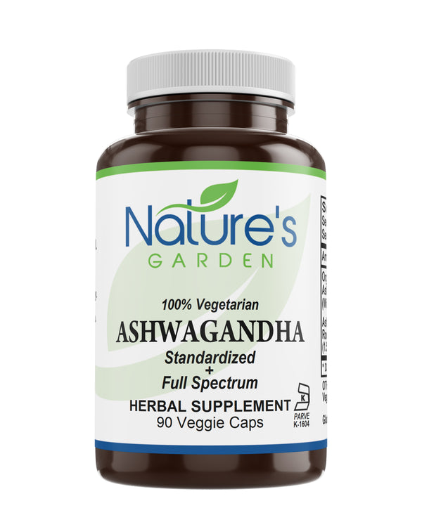 Nature's Garden - Ashwagandha - 90 Veggie Caps with 380mg Organic Ashwagandha Root & 95mg Potent Ashwagandha Extract
