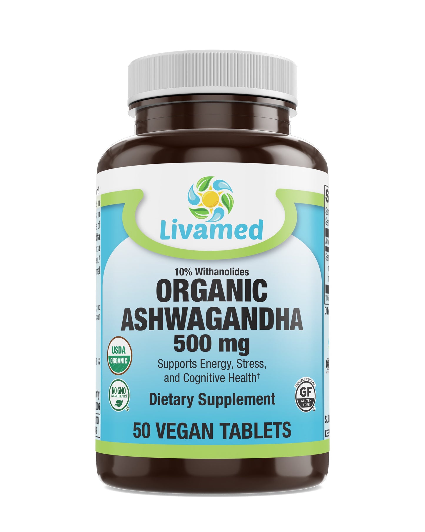 Organic Ashwagandha 500 mg Tab   50 Count