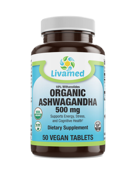 Organic Ashwagandha 500 mg Tab   50 Count