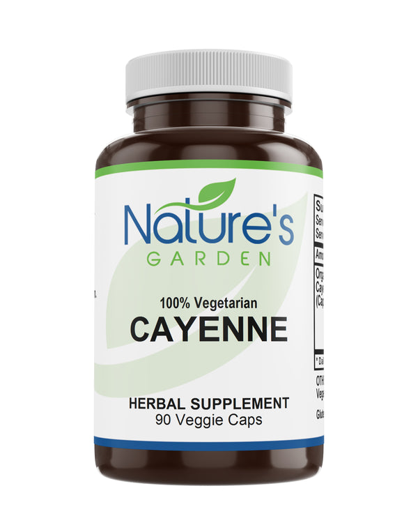 Nature's Garden - Cayenne   - 90 Veggie Caps with 500mg Organic Cayenne Pepper Powder