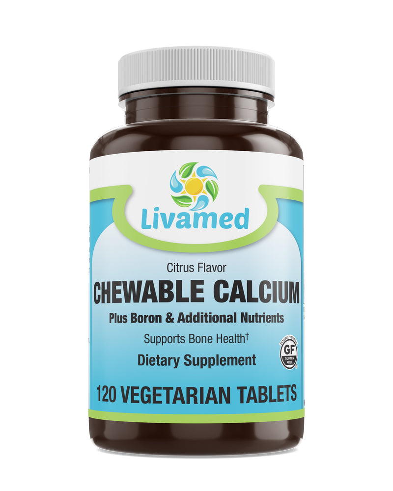 Livamed - Chewable Calcium Veg Tabs - Natural Citrus Flavor 120 Count