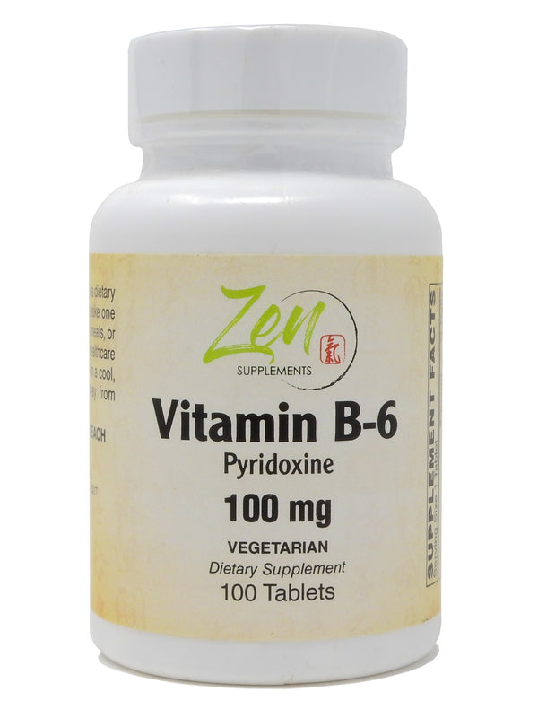 Zen Supplements - Vitamin B-6 100 Mg 100-Tabs - Supports Metabolism and Nervous System Health