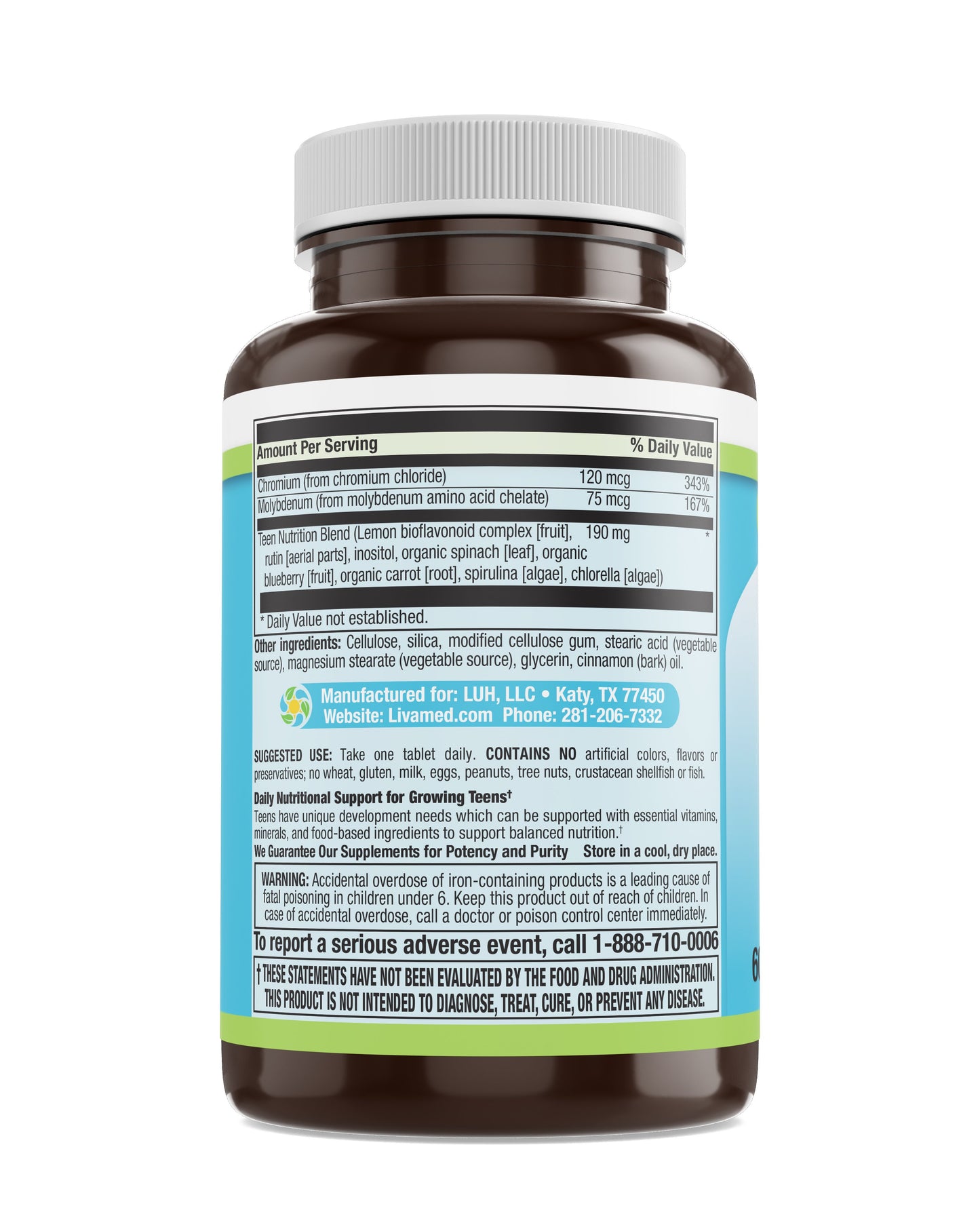Food Rich Teen Multivitamin Once Daily Veg Tabs 60 Count