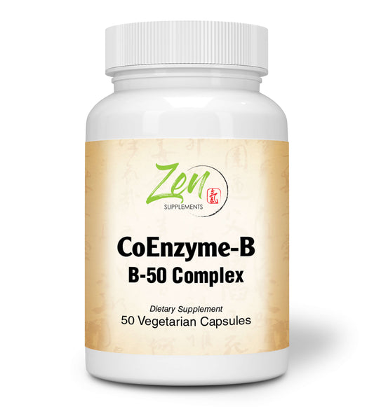 Coenzyme-B-50 B-Complex - Promotes Clean Energy for Healthy Nerve, Heart, Brain, Muscle and Cell Functions 50-Vegcaps