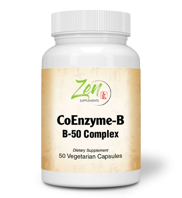 Zen Supplements - Coenzyme-B-50 B-Complex - Promotes Clean Energy for Healthy Nerve, Heart, Brain, Muscle and Cell Functions 50-Vegcaps