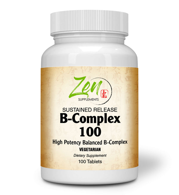 Zen Supplements - B-Complex 100 Sustained Release 100-Tabs - Support for Stress, Energy and Healthy Immune System - Heart Health & Nervous System Support - Supports Energy Metabolism