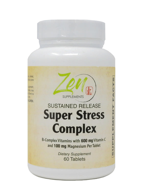 Zen Supplements - Super Stress Complex Multi 60- Tabs with B Vitamins, & Calming Herbs to Combat the Impact of Stress - All B Vitamins Including B12, B1, B2, B3, B5, B6, B7, B9, Folic Acid - Vitamin B Complex for Stress, Energy and Healthy Immune System