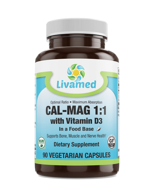 Cal-Mag 1:1 with Vitamin D3 Veg Caps  90 Count