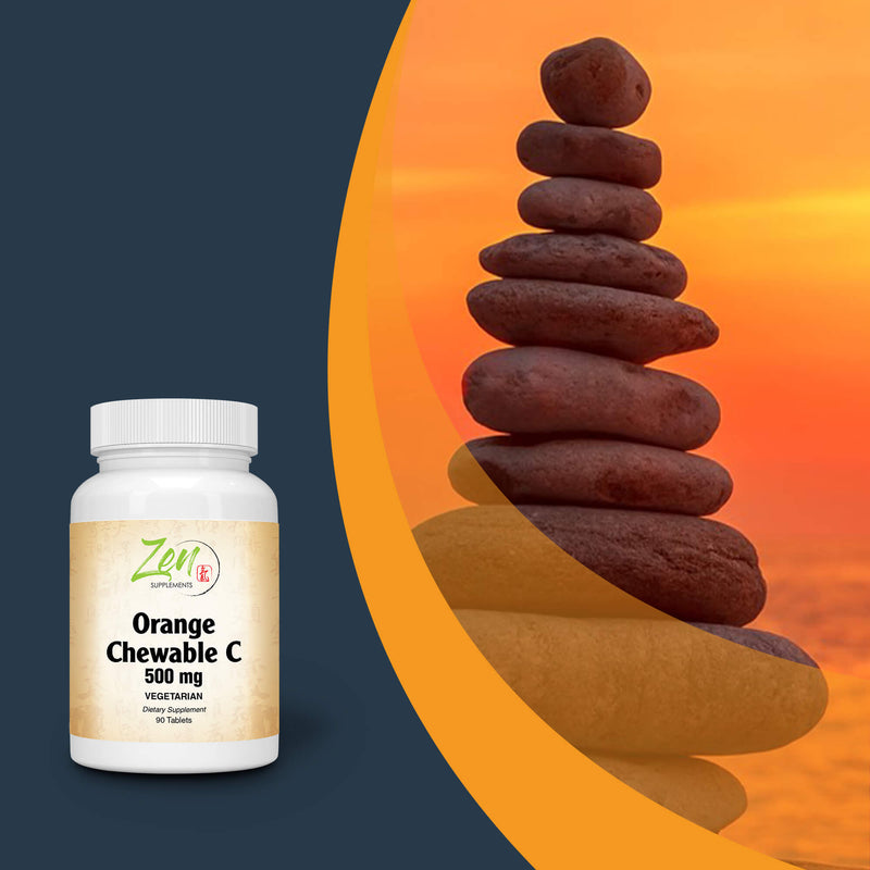 Zen Supplements - Chewable C-500 Orange Flavored Vitamin C with Bioflavinoids 90-Tabs