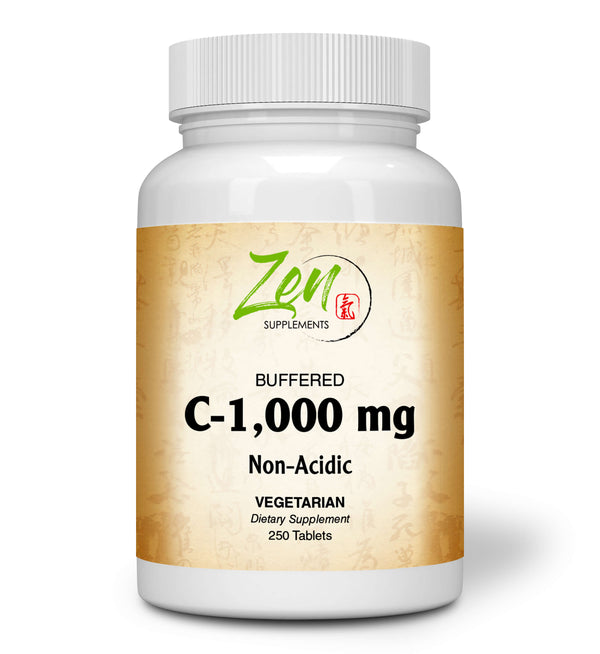 Zen Supplements - Buffered Vitamin C-1000 Mg W/ Bioflavinoids 250-Tabs - Easy on Sensitive Stomachs - Calcium Buffered Vitamin C with High Absorption Ascorbic Acid Supports Immune System, Collagen Booster & Powerful Antioxidant