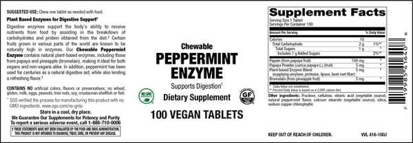 MicroBio Flora - Chewable Peppermint Enzyme Veg Tabs 100 Count