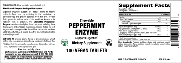 MicroBio Flora - Chewable Peppermint Enzyme Veg Tabs 100 Count