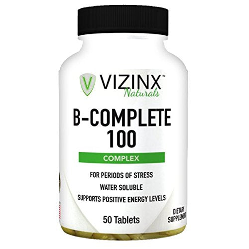 VIZINX B-100 Complete - Complex of Thiamine, Riboflavin, Niacinamide, Pantothenic Acid, Pyridoxine, Folic Acid, Cobalamin, and Biotin, Supports Reduction of Stress & Positive Energy Levels, 50 Tablets