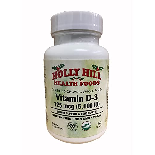 Certified Organic Whole Food Vitamin D3 125mcg (5,000 IU), 60 Tablets