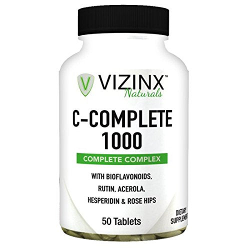 Vizinx C-Complete 1000 MG - Includes Quercetin, Rose Hips, Rutin, Acerola, Hesperidin with Citrus Bioflavonoids from Lemons, Oranges & Grapefruit, Protects Against Free Radical Damage, 50 Tablets