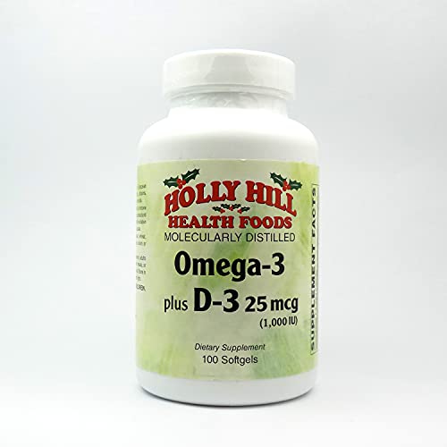 Holly Hill Health Foods Omega-3, Plus D-3 25mcg, 100 Softgels