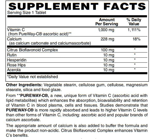 Zen Supplements -1000 Mg Buffered Vitamin C with Pureway-C & Bioflavonoids 180-Tabs - Antioxidant Support Supplement - Buffers to be Easy on Sensitive Stomach