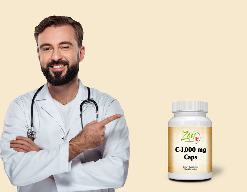 Zen Supplements - C-1000 Capsules - Vitamin C With 50 Mg Bioflavinoids 100-Caps - Vitamin C with High Absorption Ascorbic Acid Supports Immune System, Collagen Booster & Powerful Antioxidant