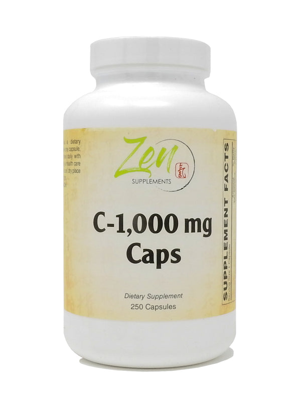 Zen Supplements - Vitamin C-1000 Capsules W/ 50 Mg Bioflavinoids 250-Caps - Promotes Immune Function, Supports Healthy Aging, Supports Overall Wellness