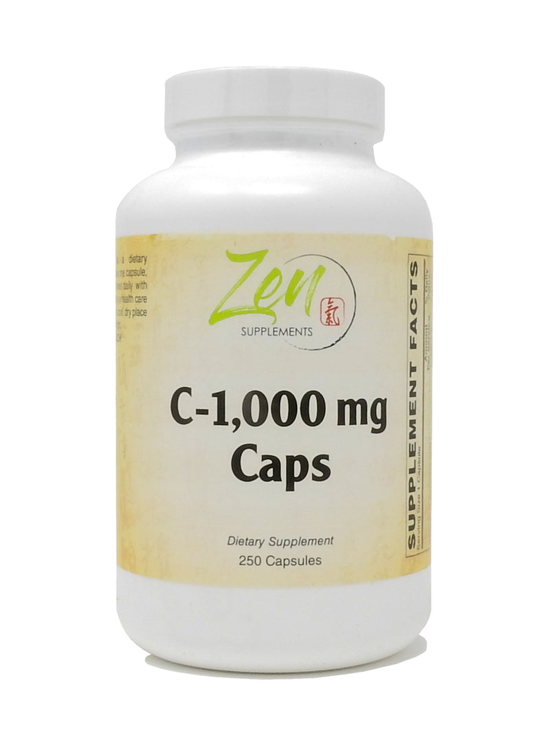 Zen Supplements - Vitamin C-1000 Capsules W/ 50 Mg Bioflavinoids 250-Caps - Promotes Immune Function, Supports Healthy Aging, Supports Overall Wellness