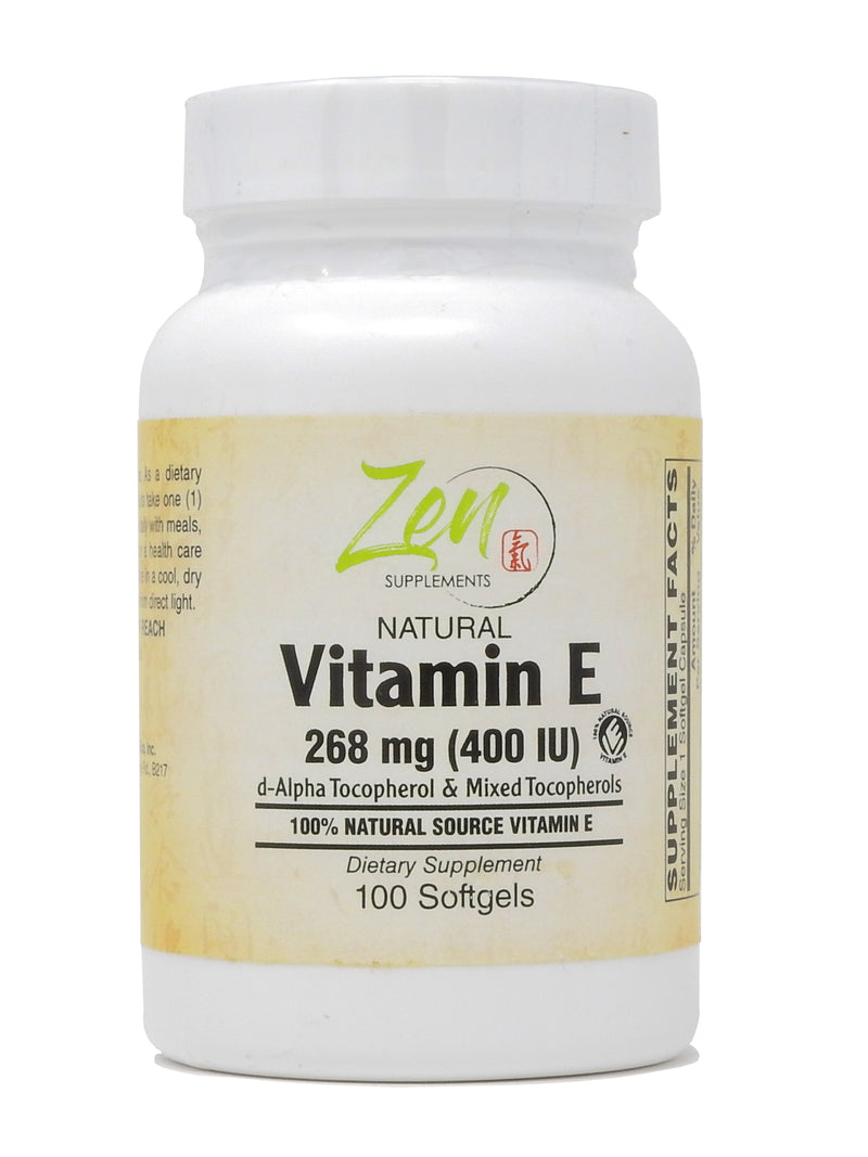 Zen Supplements - Vitamin E-400 Mixed Tocopherols - Supports overall Wellness & Immune Function, Promotes Beautiful Hair & Skin 100-Softgel