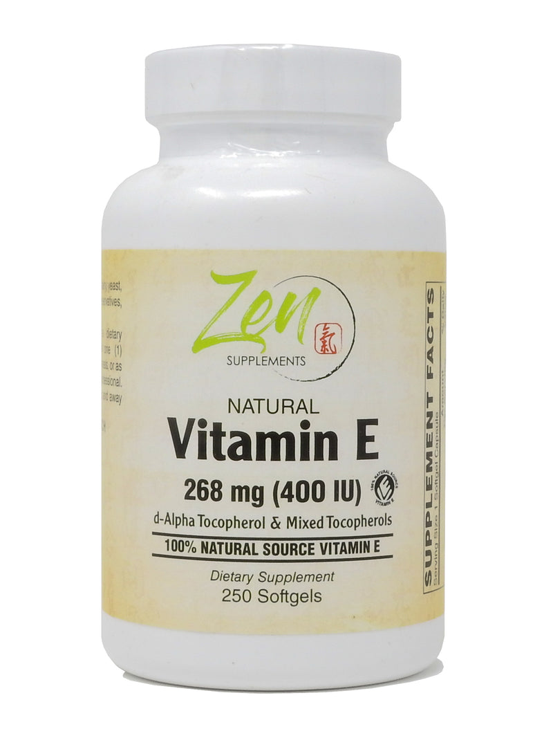 Zen Supplements - Vitamin E-400IU Mixed Tocopherols - Supports overall Wellness & Immune Function, Promotes Beautiful Hair & Skin 250-Softgel