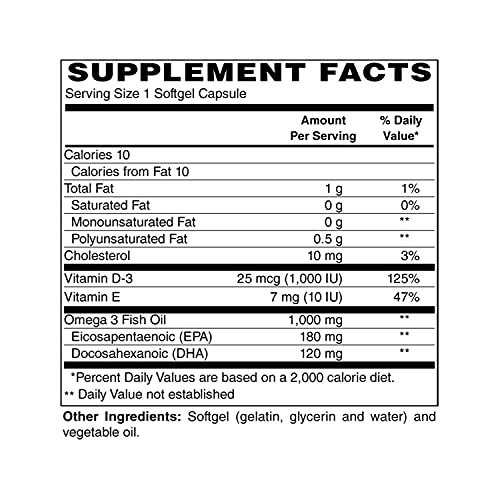 Holly Hill Health Foods Omega-3, Plus D-3 25mcg, 100 Softgels