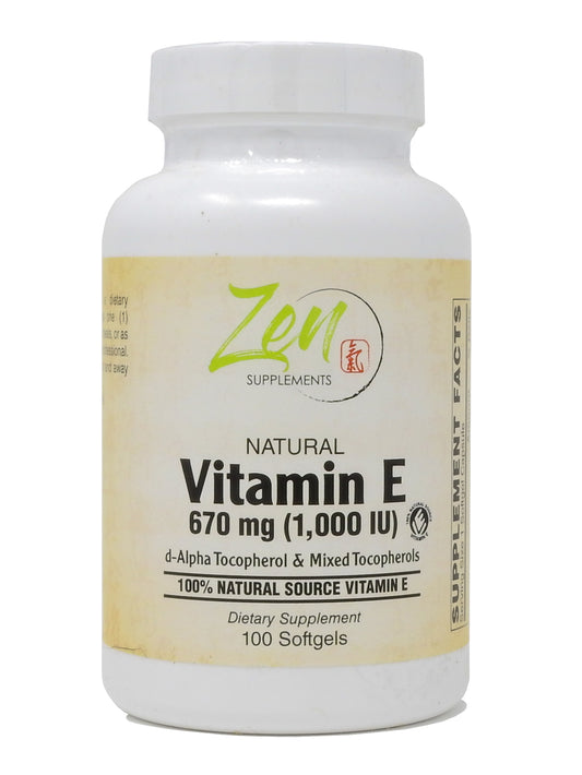 Vitamin E-1000 870mg 1000IU with Mixed Tocopherols - Supports overall Wellness & Immune Function, Promotes Beautiful Hair & Skin 100-Softgel