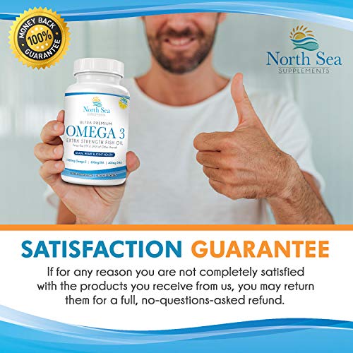 North Sea Supplements Ultra Premium Omega-3 Extra Strength Fish Oil 180 Softgel - The Ultimate Quality Ultra Premium Burpless Omega-3 -  Supports Skin & Joint, Cardio & Heart Health, Joint Health, Brain Health & Positive Mood