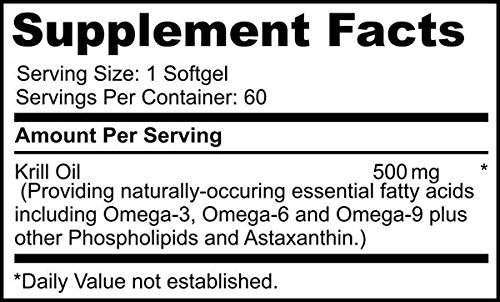 VIZINX Krill Oil Omega-3 EPA DHA 60 Softgels, 1000mg Daily with EPA/DHA & Astaxanthin. Supports Brain, Joint & Heart Health. Naturally-Occurring Essential Fatty acids Including Omega-6 and Omega-9