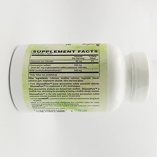 Glucosamine Sulfate and MSM (Shellfish Free), 120 Vegetarian Tablets