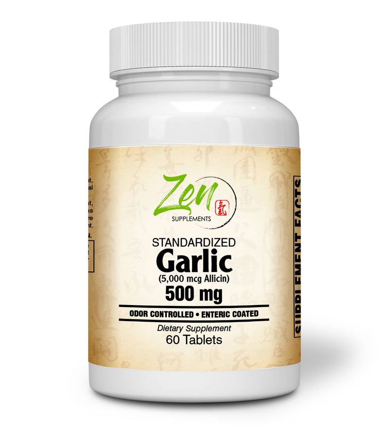 Zen Supplements - Garlic 500Mg Extract - Enteric Coated - Supports Cardiovascular Health, promotes a Healthy Inflammatory Response, Healthy Blood Pressure & Cholesterol Levels 60-Tabs