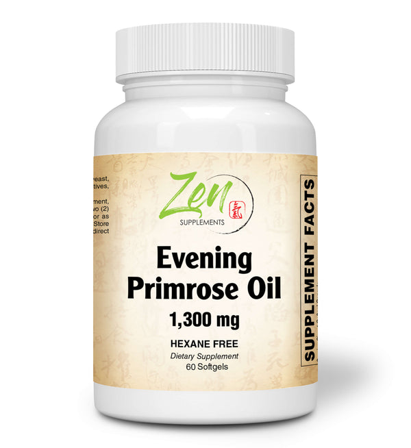 Zen Supplements - Evening Primrose Oil 1300 Mg 60-Softgel - Promotes Cardiovascular Health, Estrogen Levels, & Supports Cholesterol Levels & Balance Immune Response