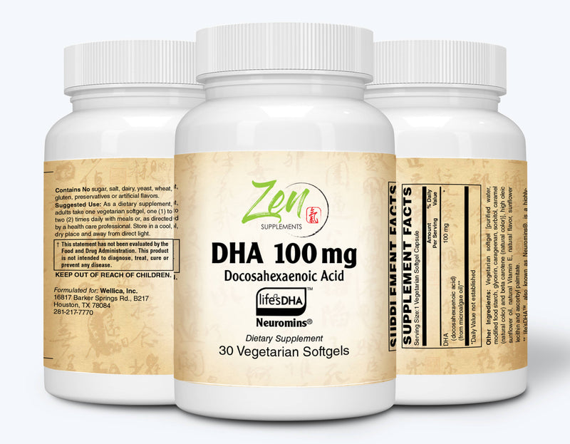 Zen Supplements - Neuromins DHA 100 Mg - Vegan & Algae Sourced DHA Supplement Supports Eye Health, Heart Health, and Optimal Wellness 30-Vegcaps