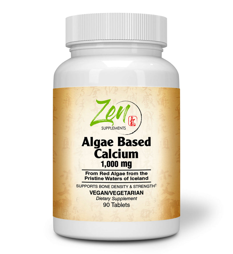 Zen Supplements - Algae Based Calcium, with Magnesium, Vegan D3 & Vegan K2 and trace minerals 90-Tabs - Plant-Based Calcium Supplement with Magnesium, Boron, Promotes Bone Strength - All Natural Ingredients to be Highly Absorbable