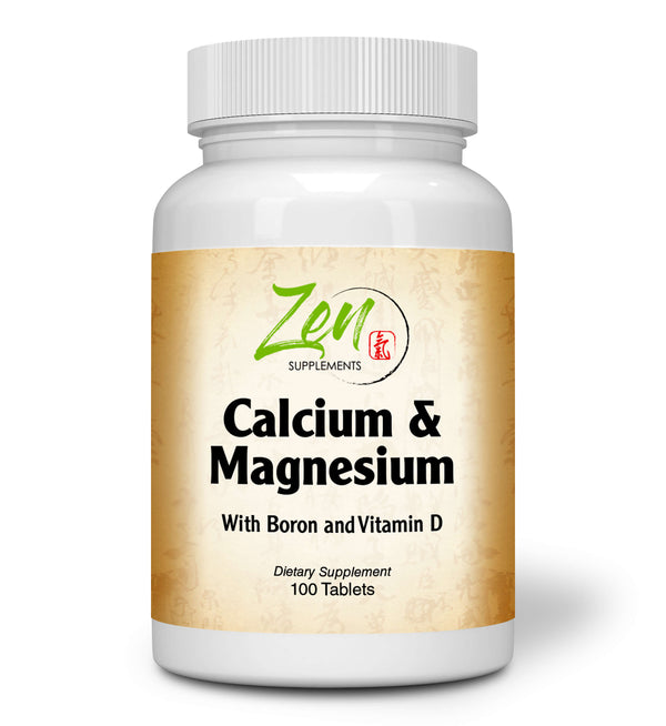 Zen Supplements - Hi Potency Calcium & Magnesium with D3 & Boron for enhanced absorption, Supports Bone Health & Bone Density 100-Tabs