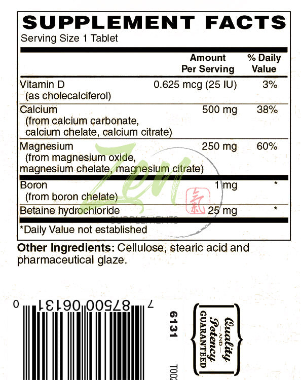 Zen Supplements - Hi Potency Calcium & Magnesium with D3 & Boron for enhanced absorption, Supports Bone Health & Bone Density 100-Tabs