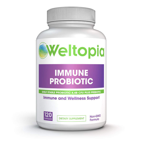 Weltopia - Advanced Immune Probiotic - Plus Prebiotic - Shelf Stable Probiotic Supports intestinal Health, and May Reduce Gas, Bloating and Stomach discomfort