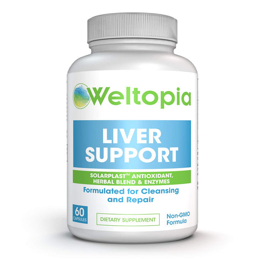Liver Support for Cleanse, Detox & Regenerator - Solarplast antioxidant, Milk Thistle (Silymarin), Artichoke, Dandelion & Proteolytic Enzymes Supplement
