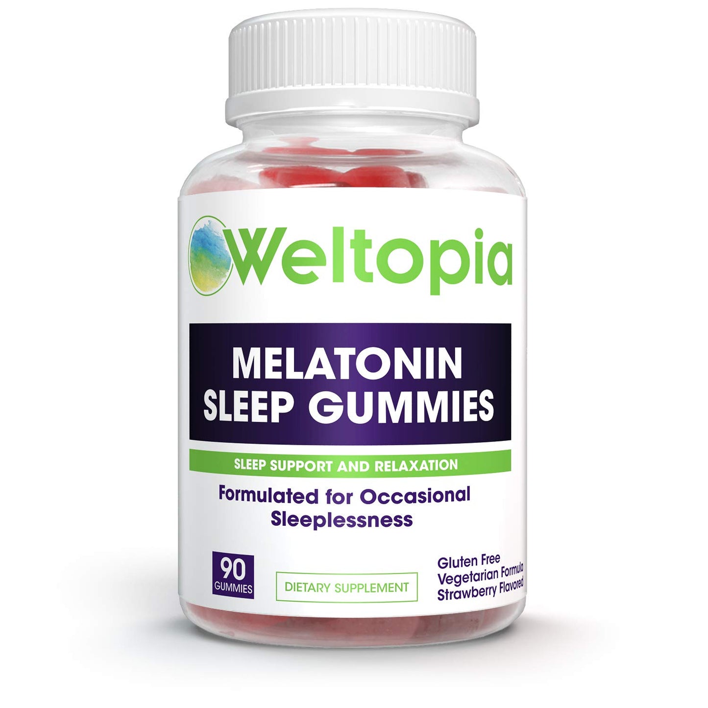 Premium Melatonin Sleep Gummies - Kids and Adults Sleep Aid - 5mg Per Serving - 90 Gluten Free Gummies - Strawberry Flavored - for Sleep Support and Relaxation