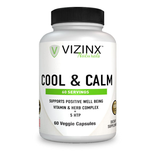 VIZINX Cool & Calm 60 Veggie Caps - Supports Positive Well Being Includes 5 HTP