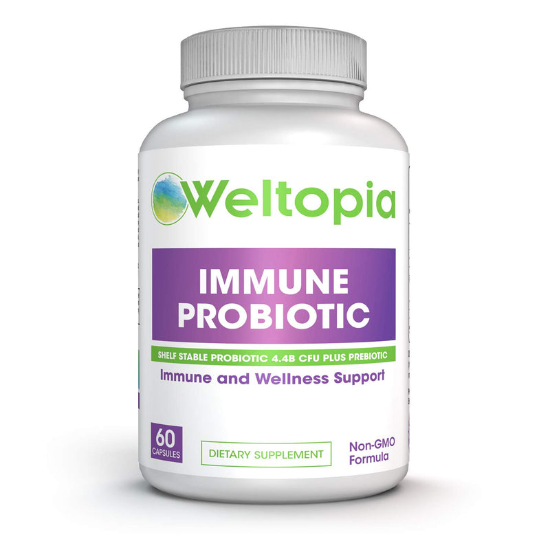 Weltopia - Immune Probiotic Formula - Prebiotic with Probiotic - Enhanced Digestive Flora Support for Gut Health, Immune Health, Digestive Health, Diarrhea